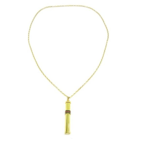 Gucci Gold Perfume Vial Pendant Striped Enamel